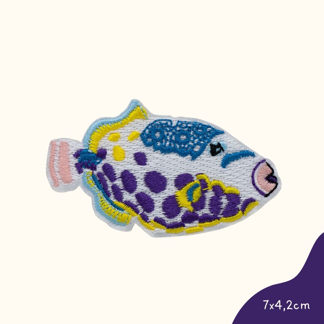Funkey Monkey Bügelbild – Blubbi Fisch, ideal zur kreativen Gestaltung von Kinderkleidung mit einem fröhlichen Fischdesign.
