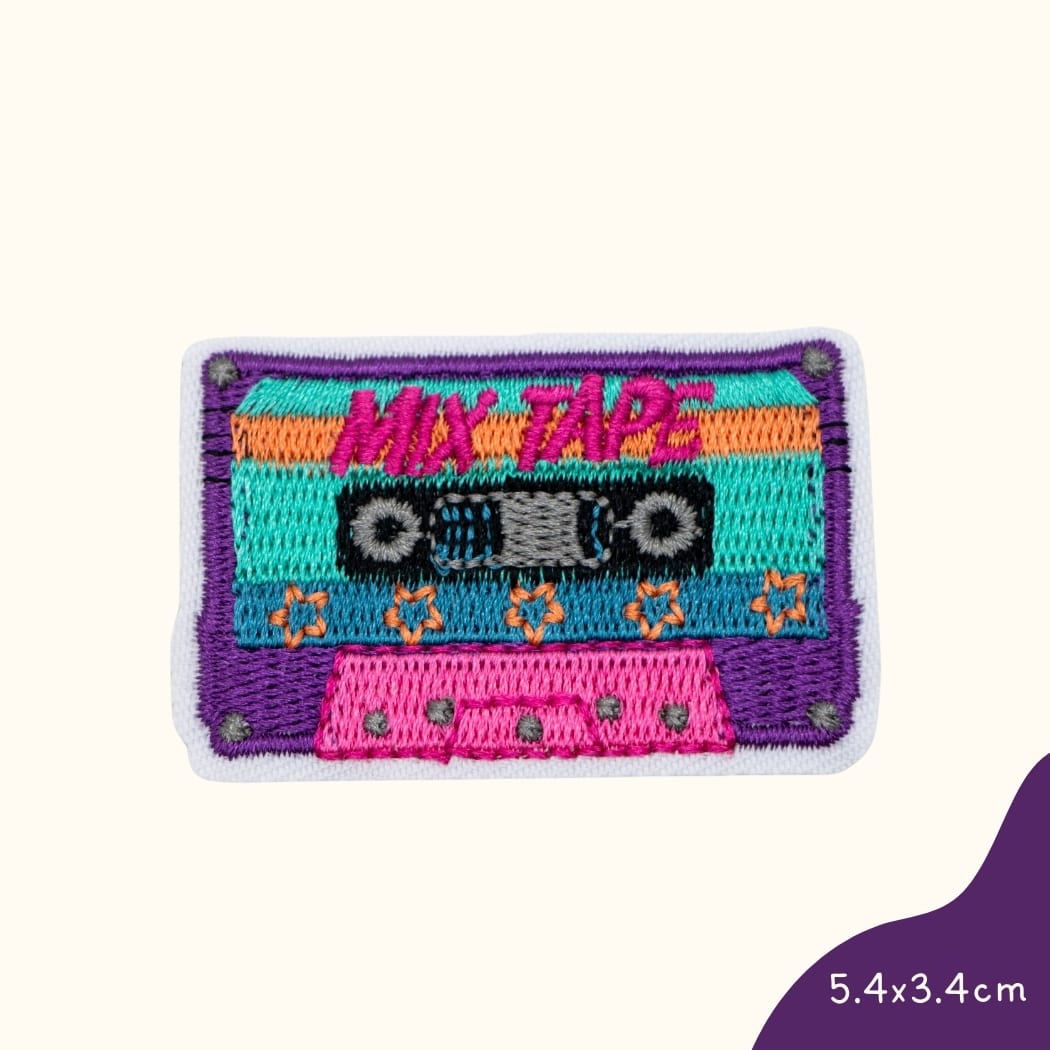 Funkey Monkey Bügelbild – Buntes Mix Tape, ideal zur kreativen und individuellen Gestaltung von Kinderkleidung.