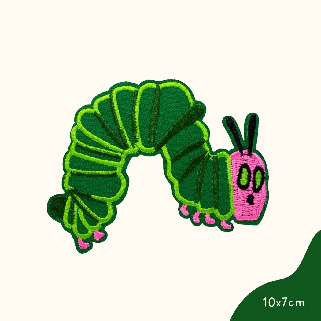 Funkey Monkey Bügelbild – fröhliche Raupe, perfekt zur kreativen und individuellen Gestaltung von Kinderkleidung.