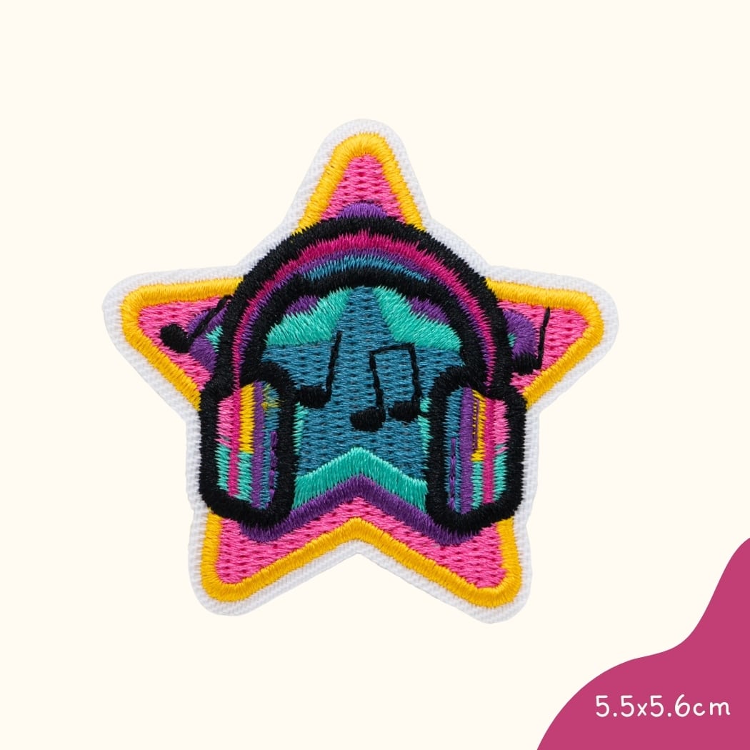 Funkey Monkey Bügelbild – Funkey Musik Stern, ideal zur kreativen und individuellen Gestaltung von Kinderkleidung.