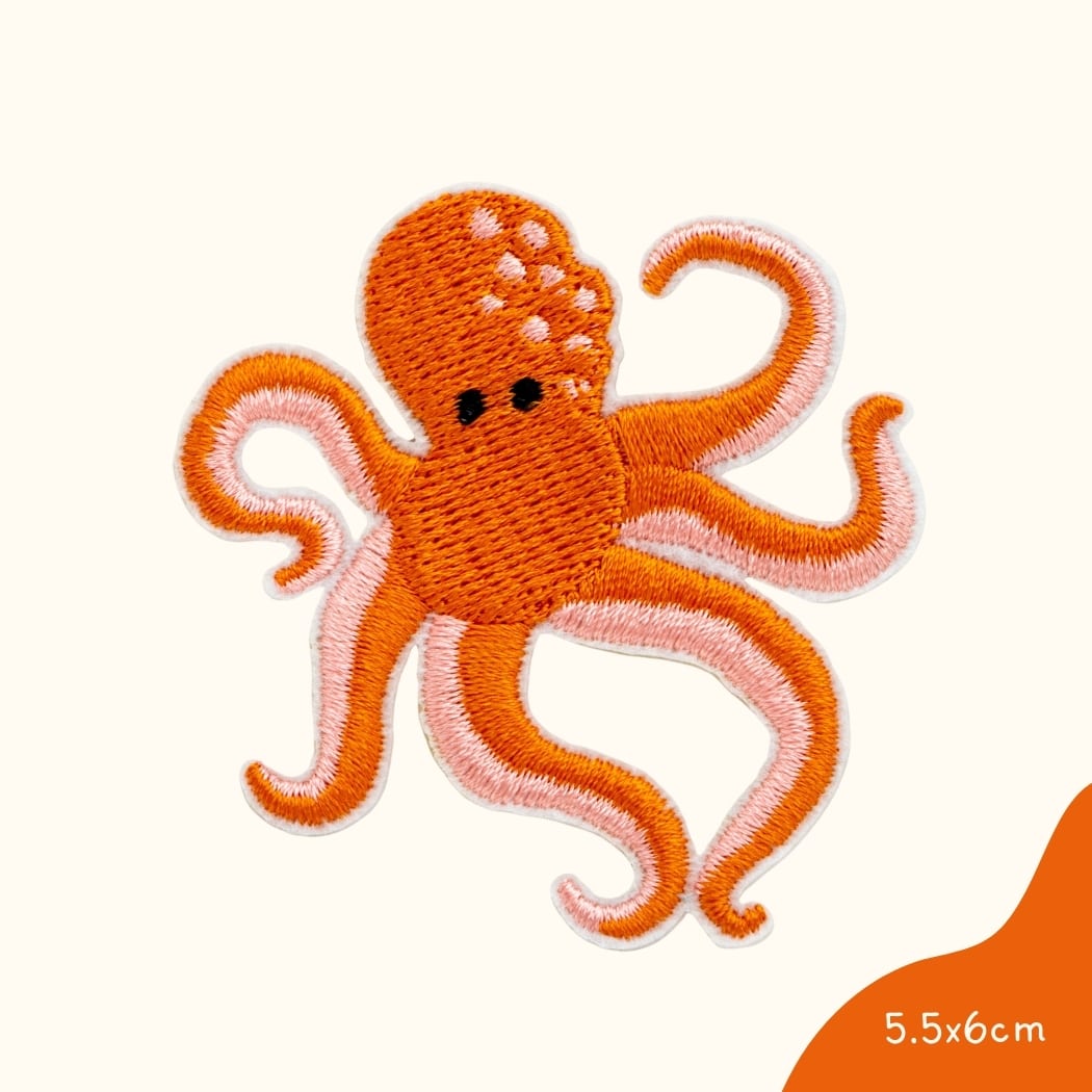 Funkey Monkey Bügelbild – Oktopus Orange, ideal zur kreativen und individuellen Gestaltung von Kinderkleidung.
