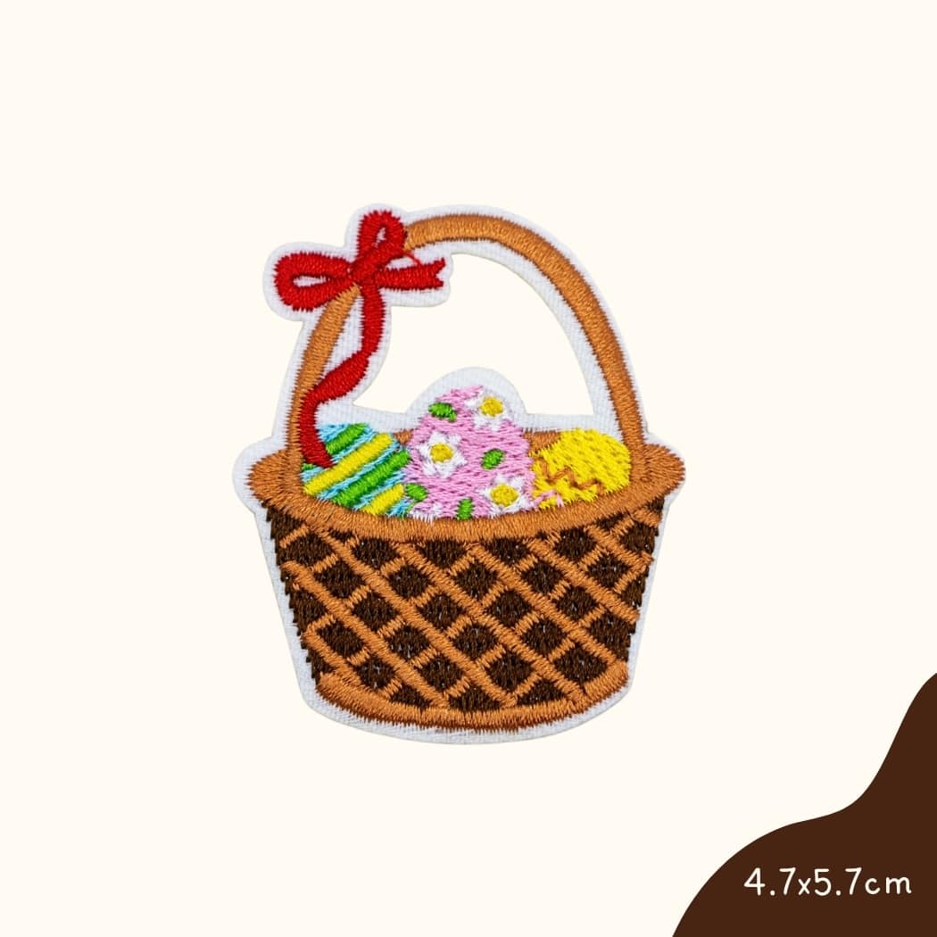 Funkey Monkey Bügelbild – Osternest mit bunten Eiern, ideal zur kreativen und festlichen Gestaltung von Kinderkleidung.