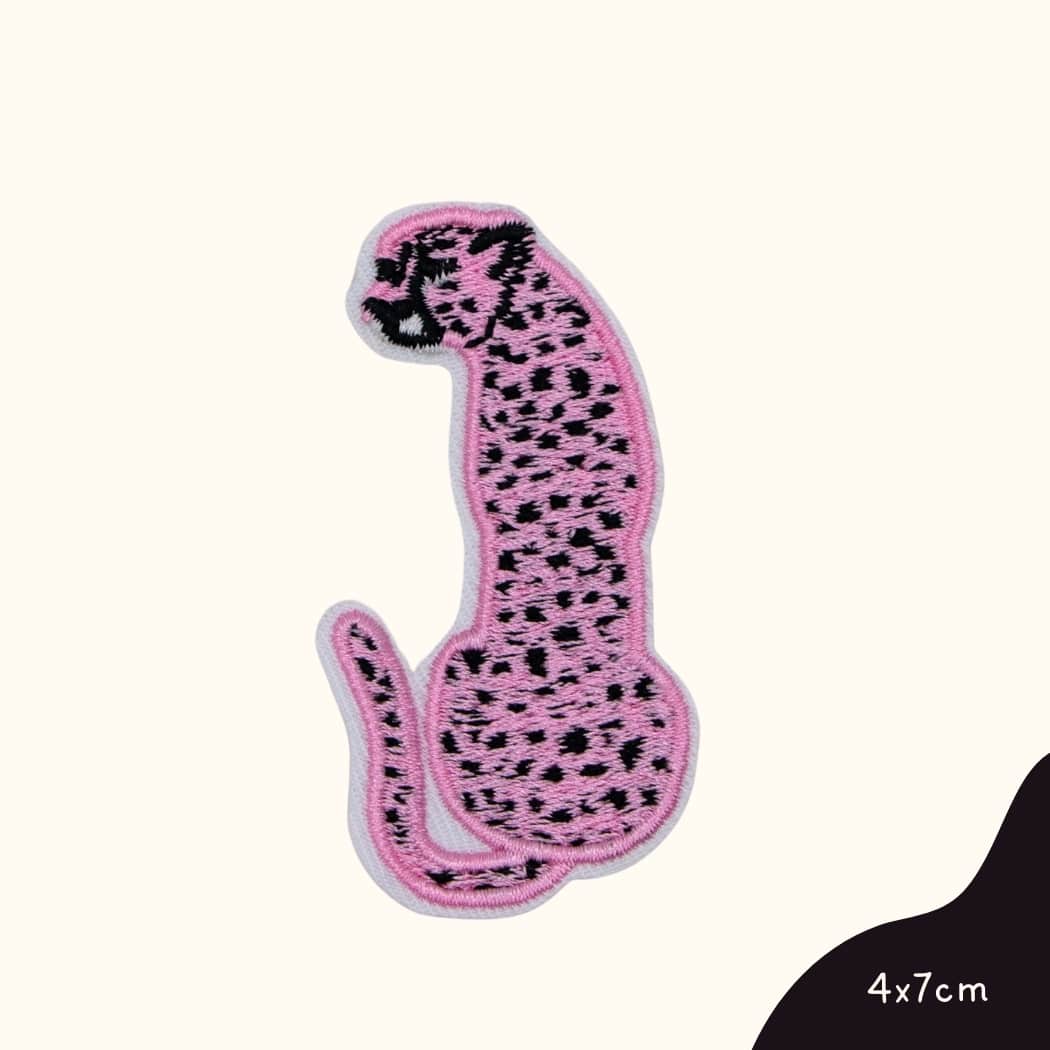 Funkey Monkey Bügelbild – Pink Gepard, ideal zur kreativen und individuellen Gestaltung von Kinderkleidung.