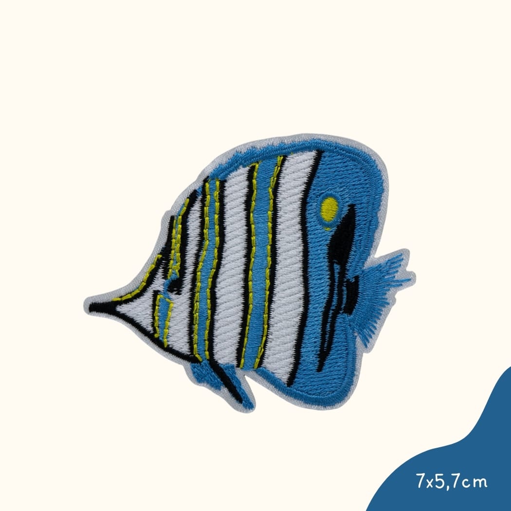Funkey Monkey Bügelbild – Tino der Fisch, ideal zur kreativen und fröhlichen Gestaltung von Kinderkleidung mit einem charmanten Fischmotiv.