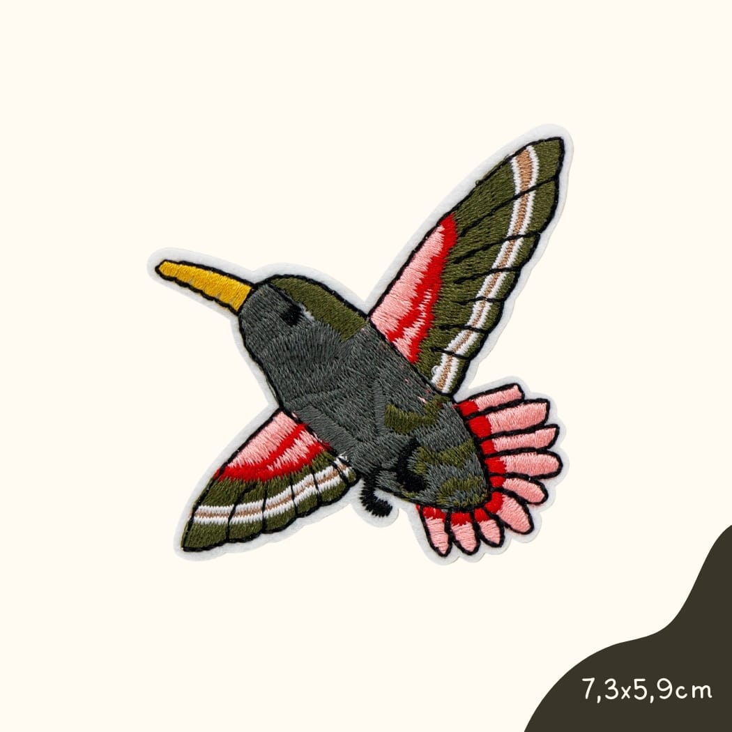 Bügelbild für Kinder von Funkey Monkey – stilisierter dunkelgrüner Vogel mit feinen Details, perfekt zur individuellen Gestaltung von Kleidung