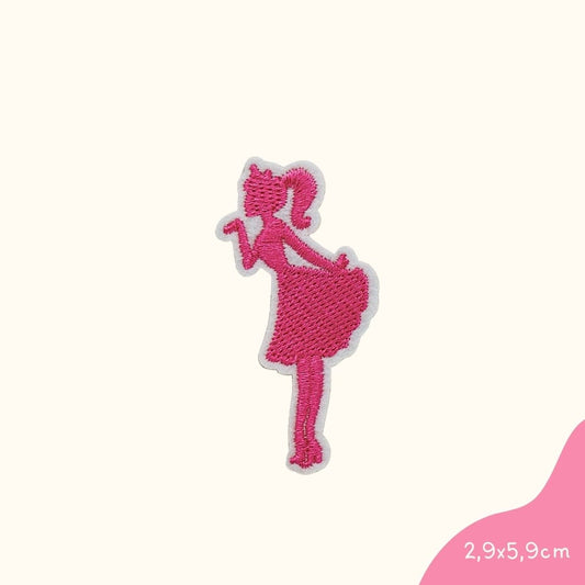 Funkey Monkey Bügelbild – Barbie Puppe pink, perfekt für die kreative Gestaltung von Kinderkleidung mit einem femininen, fröhlichen Akzent.