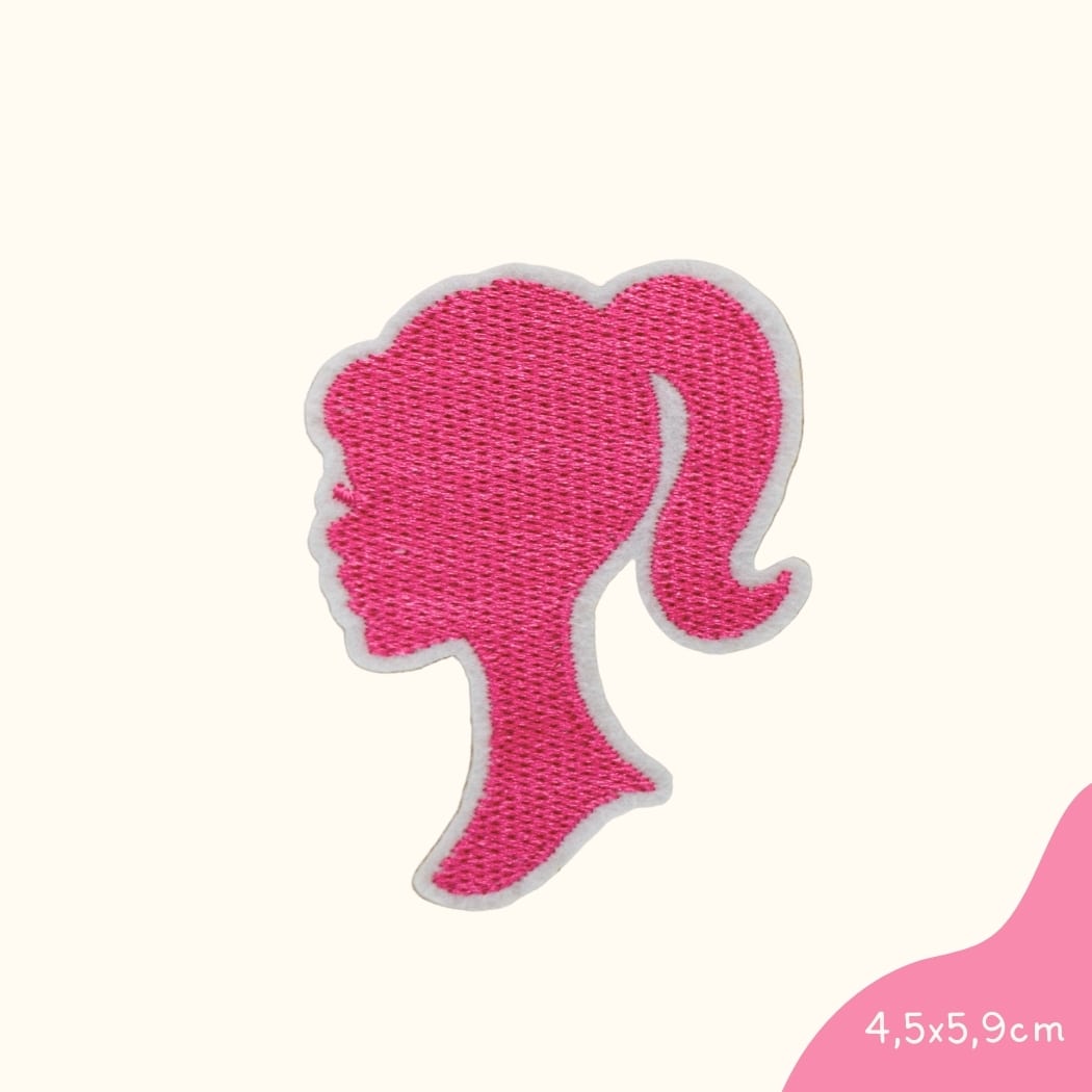 Funkey Monkey Bügelbild – Barbie Silhouette pink, ideal zur kreativen und glamourösen Gestaltung von Kinderkleidung.