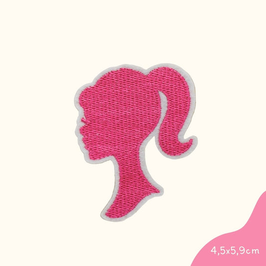 Funkey Monkey Bügelbild – Barbie Silhouette pink, ideal zur kreativen und glamourösen Gestaltung von Kinderkleidung.