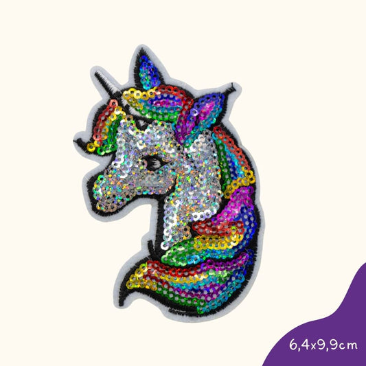 Bügelbild für Kinder von Funkey Monkey – glitzerndes Einhorn mit schimmernden Pailletten, perfekt zur individuellen Gestaltung von Kleidung

