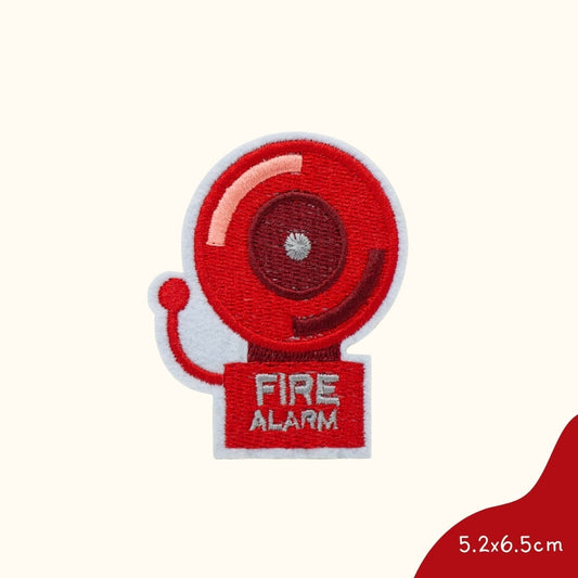 Bügelbild für Kinder von Funkey Monkey – rote Feuerwehr-Alarmglocke, perfekt zur individuellen Gestaltung von Kleidung