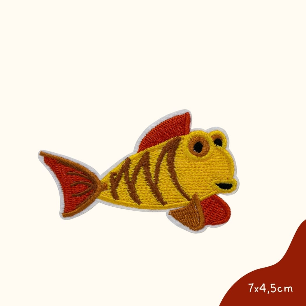 Funkey Monkey Bügelbild – Glupschino Fisch, ideal zur kreativen und verspielten Gestaltung von Kinderkleidung mit einem einzigartigen Fischdesign.