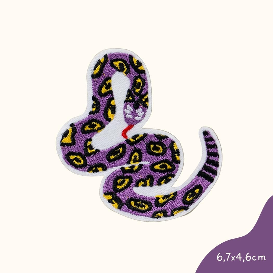 Funkey Monkey Bügelbild – coole Schlange in Violett mit Muster, ideal zur kreativen und individuellen Gestaltung von Kinderkleidung.